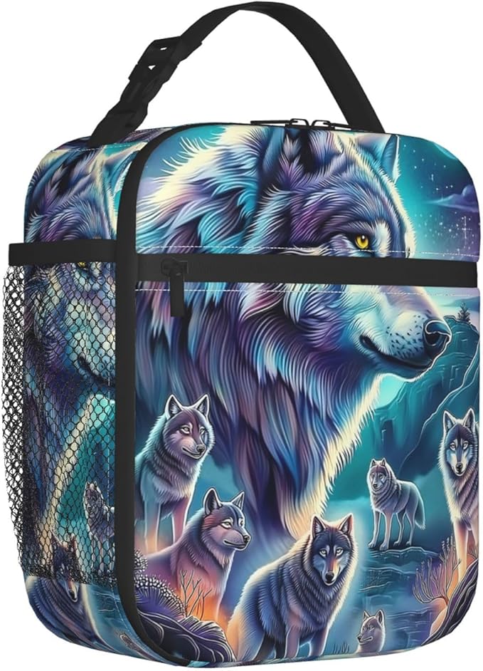 Wolf Lunch Box for Adults Women Girls Boys Kids Animal Lunch Box Insulated Cooler Reusable Lunch Bag Container Gifts for Work Office Picnic Travel School