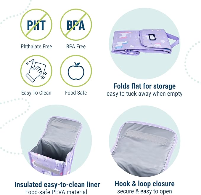 Wildkin Kids Insulated Lunch Bag – Reusable, Ideal for Hot/Cold Snacks, School & Travel - Unicorn