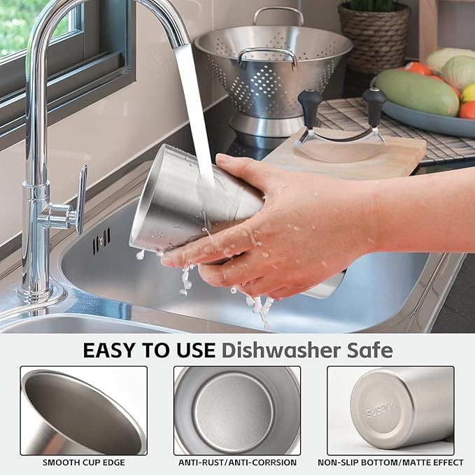 10 Pack 18.6 oz Stainless Steel Insulated Cup, Double Wall Vacuum Small Metal Cup, Reusable Camping Cups Unbreakable Indoor Outdoor for Party, Home, Office, BBQ, Sliver