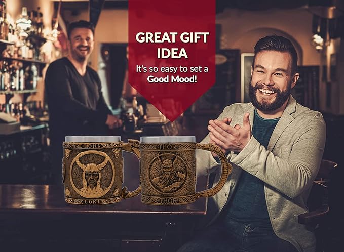 Valkyrie Beer Mug Norse Viking Decor,Stainless Steel Drinking Tankard Coffee Cup Norse Viking Mug Poetic Gothic Party Decoration Drinkware Gift Mugs for Men 18OZ