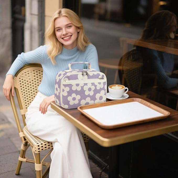 Bluboon Kids Girls Lunch Bag Insulated Lunch Box for school Corduroy Lunch Cooler Organizer School Kids Lunch Tote