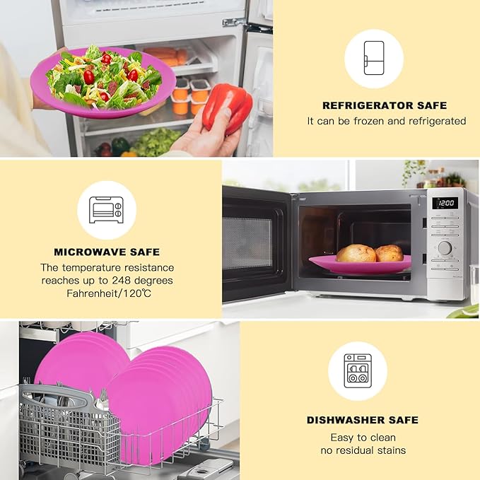 Wheat Straw Dishes Set 40 PCS,Shatterproof Dinnerware Sets for 8,Microwave Safe Dining Set,Plate Sets,Bowl Sets,Stackable and Lightweight Dinner Plates for RVs,Camping,Travel (Pink Matte)