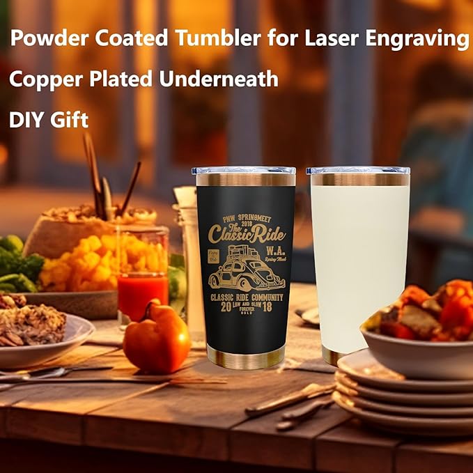 20 oz Tumbler Bulk 4 Pack Stainless Steel Tumbler with Lid and Straw, Double Wall Vacuum Insulated Travel Coffee Mug for Laser Engrave, Powder Coated Cup for Hot and Cold Drinks (Black,4 pack)