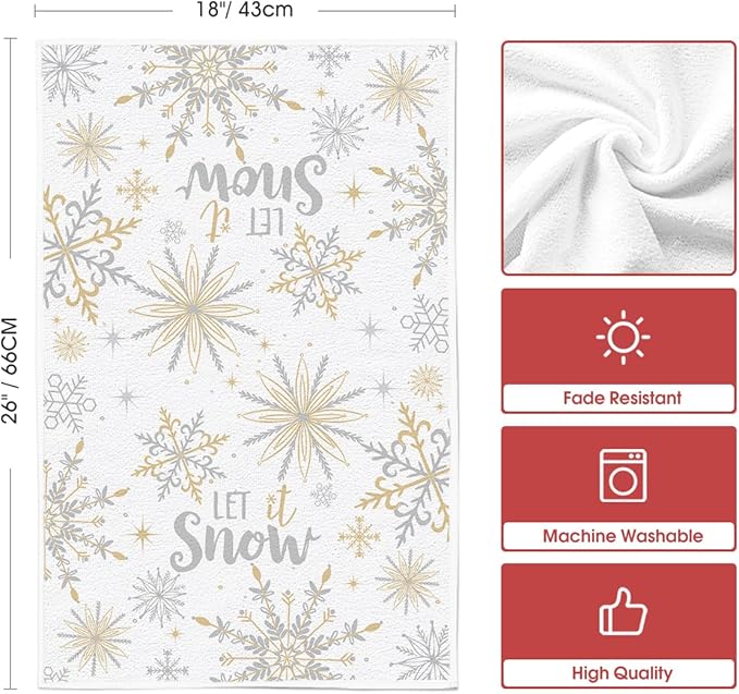 Artoid Mode Snowflake Xmas Trees Merry Christmas Kitchen Towels Dish Towels, 18x26 Inch Farmhouse Holiday Winter Decoration Cleaning Set of 2