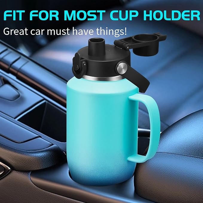 40 oz Insulated Water-Bottle that fits in Cup Holder - Cold 48h/Hot 24h, Stainless Steel Tumblers with Lids and Straws & Bottle Sleeve, Leak Proof Metal Flask Cup, Travel Coffee Tumbler with Handle