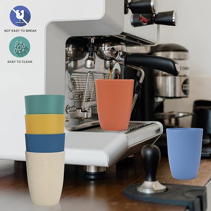 Wrova Wheat Straw Cups 6 PCS Good Alternative to Plastic Reusable Cups 20 oz Unbreakable Drinking Cup Reusable Dishwasher Safe Water Plastic Glasses Mixed Color