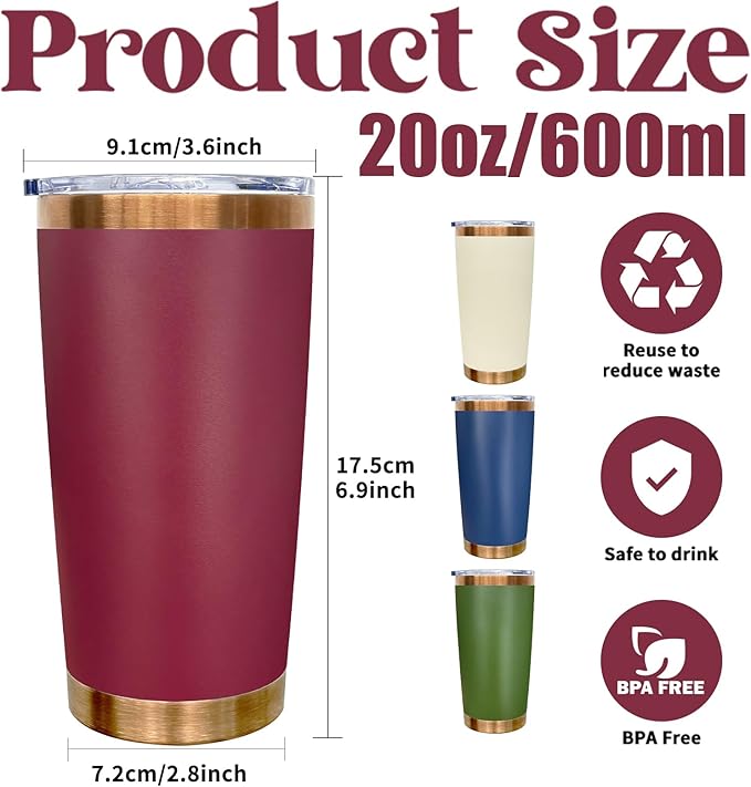 20 oz Tumbler Bulk 4 Pack Stainless Steel Tumbler with Lid and Straw, Double Wall Vacuum Insulated Travel Coffee Mug for Laser Engrave, Powder Coated Cup for Hot and Cold Drinks (Mixed,4 pack)