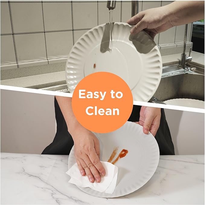 TP 6-Piece Melamine Plates Set, 10.5-Inch Reusable Dinner Plates for Picnic, Party, BBQ & Camping, Dishwasher Safe Lightweight Tableware, Grey