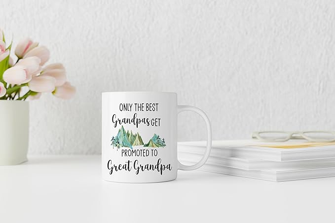 QASHWEY Great Grandpa Mug, GreatGrandpa Gifts Coffee Mug, Grandpas Baby Announcement Mug, Fathers Day Christmas Tea Mug Cup Gifts for GreatGrandpa, Promoted to Great Grandpa Coffee Cups Ceramic 11oz