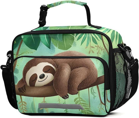 ALAZA Sloth Girls Lunch Box Kids Lunchbox Insulated Reusable Meal Container Lunchbag with Shoulder Strap