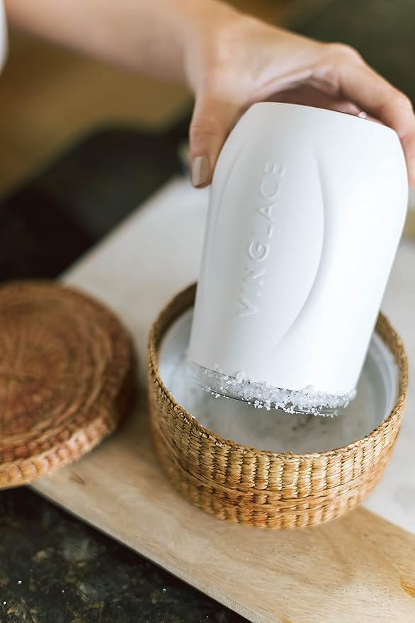 Vinglacé Stainless Steel Stemless Wine Glass- Insulated Wine Tumbler with Glass Insert and Sip Lid, 10 oz, White