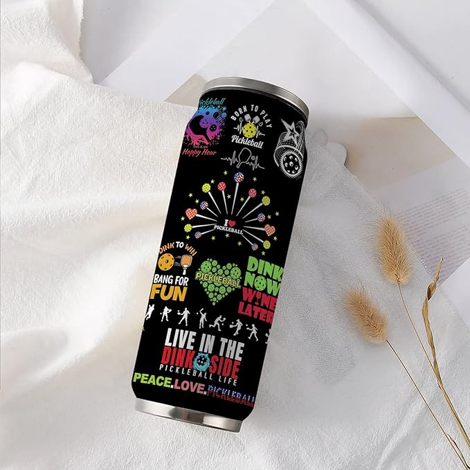 Pickleball Tumbler Cup Travel Mug With Lid,Pickleball Lover Birthday Gifts Stainless Steel Vacuum Coffee Mug Cup Pickleball Gifts For Women Men 17 Oz