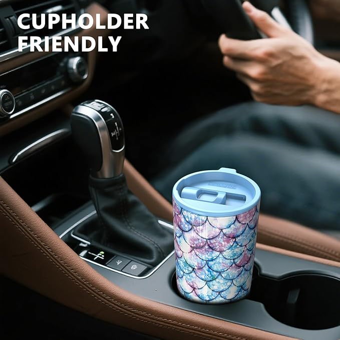 TILUCK 20 oz Tumbler with Leak-Proof Lid, Vacuum Insulated Stainless Steel Coffee Mug, Double-Walled Travel Tumbler for Hot and Cold Drinks(FishScales, 20oz)