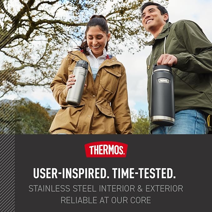 THERMOS ICON SERIES, Stainless Steel Water Bottle with Spout - 24 Ounce, Plum - Vacuum Insulated Water Bottle with Lid