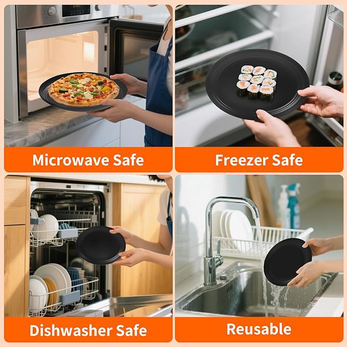 64PCS Wheat Straw Dinnerware Set BPA Free Unbreakable Reusable Dinnerware Set Kitchen Cups Plates and Bowls Sets Dishwasher Microwave Safe Plates