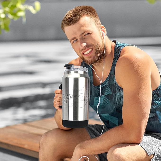 Hydraful 64 oz Tumbler with Handle and Straw - 100% Leak-Proof - Insulated Cup Reusable Stainless Steel Large Water Bottle Travel Mug for Gym, Hiking, and Camping - Gifts for Women Men Him Her