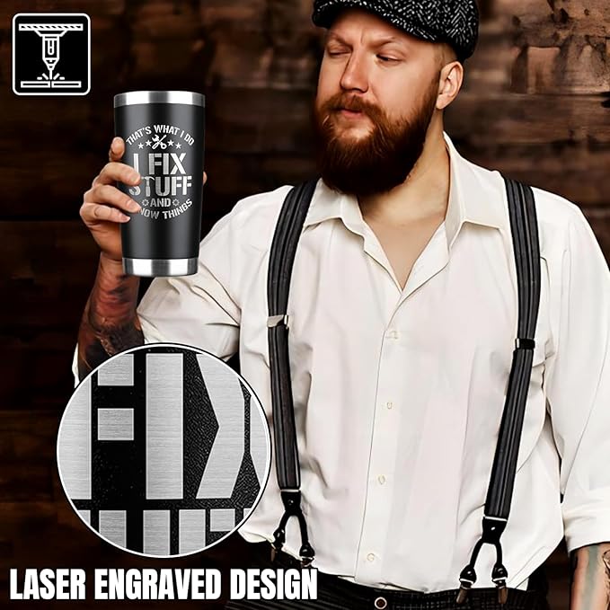 Father's Day Gifts for Dad, Men, Husband, Grandpa, Mechanic Father, Handyman - Mens Birthday Gift Ideas, Gifts for Dad for Birthday, Fathers day, Christmas, Keeps Drinks Hot or Cold, 20oz Tumbler