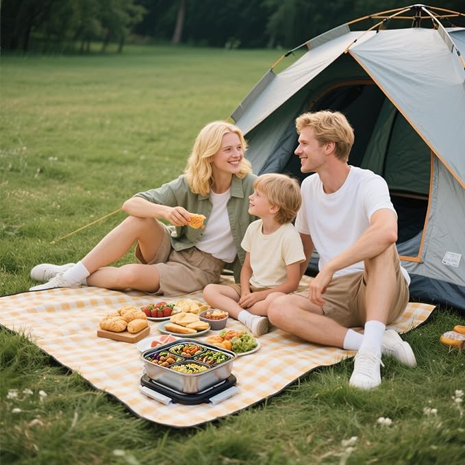 Set of 2 Stainless Steel Conntainers with Lids 5 Pack,Large Stainless Steel Container(1.5qt) and Set of 4 Snack Containers,Convenient to Carry,Suitable for Picnics and Travel