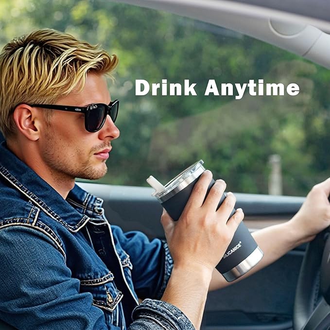 20 oz Stainless Steel Vacuum Insulated Tumbler with Lid And Straw,Durable Travel Iced Coffee Mugs Cups,Dishwasher Safe, Spill Proof,Grils Women men Friends Bottle,Easy Cleaning - Dark Gray