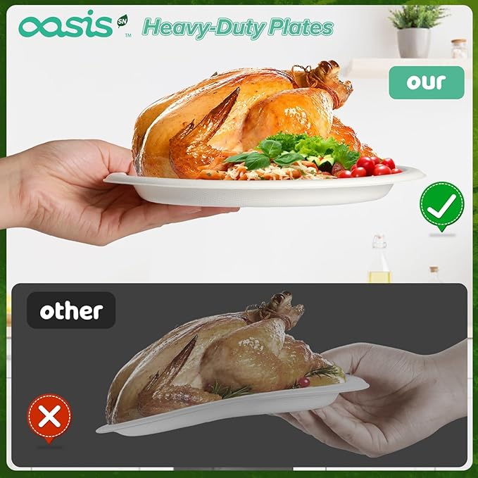 300PCS Disposable Paper Dinnerware Set for 50 Guests, Compostable 50 6“ Dessert Plates, 50 9” Plates, 50 Spoons, 50 Forks, 50 Knives and 50 Napkins, Perfect for Gatherings, Parties (White)