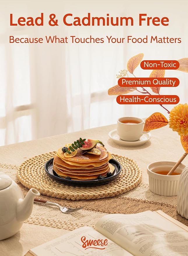 Sweese Porcelain Dessert Plates 7.4 Inch - Set of 6, Salad Appetizer Plates, Microwave Dishwasher Safe, Scratch Resistant, Blue