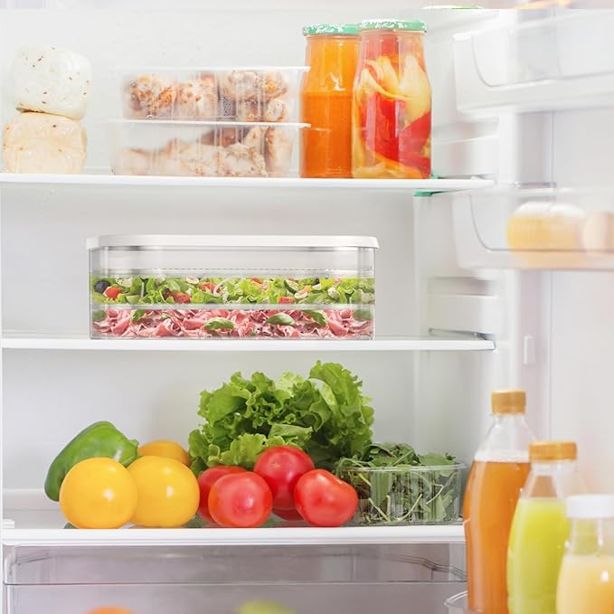 6 Pcs Deli Meat Container for Fridge, Stackable Bacon Lunch Meat Container for Refrigerator, Food Storage Boxes with 2 Lids for Cold Cuts, Cheese, Lunchmeat, Salami, Meal Prep Containers