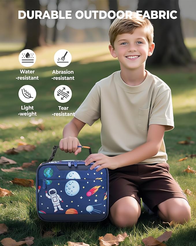 Tuwubi Kids Lunch Bag Insulated Lunch Box for Kids Small Lunch Bag for Boys/Girls Durable Lunchbox for School,Deep Blue Space 10-Can(5L)