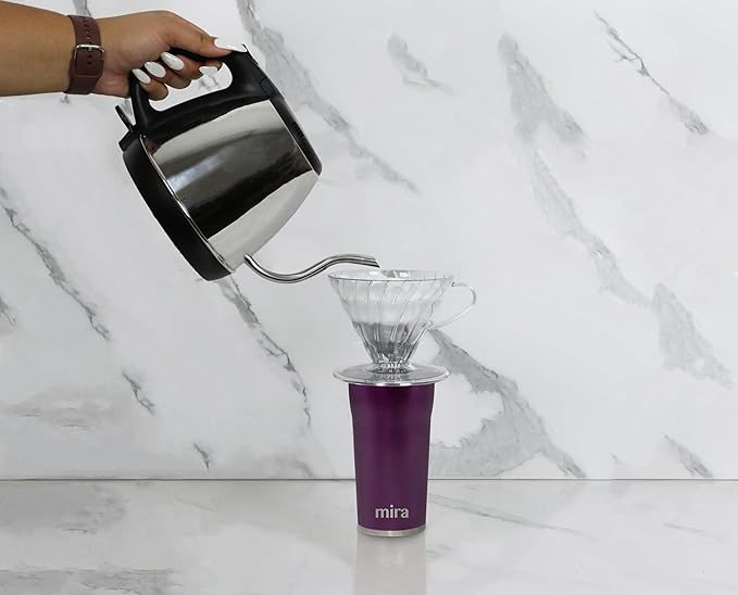 MIRA 12 oz Coffee Travel Mug - Stainless Steel Insulated Tumbler with Leak-Proof Lid - Hot & Cold Cup - Iris