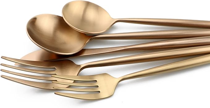 20-Pieces Luxury Rose Gold 18/10 Stainless Steel Flatware Set, Matte Finish, Service for 4
