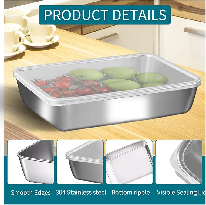 Stainless Steel Lunch Box 6-Pack,Stackable Snack Storage Boxes, Lid Food Container, Reusable Food Storage Container for Travel and Work, Dishwasher Safe, Freezer Safe