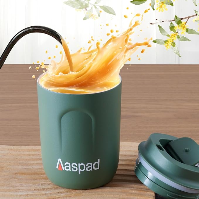 Stainless Steel Coffee cup Travel Mug Double Wall Vacuum cup Reusable Tumbler Cup for car Thermos with Lid for Keep Hot/Ice Coffee (Green)