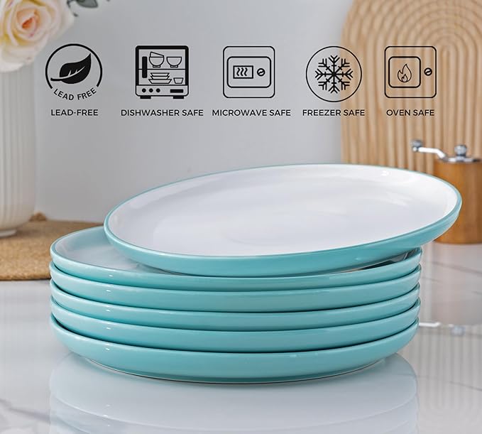 GBHOME 12 Pieces Ceramic Dinnerware Set, Modern White Dish Set for 4，Scratch Resistant Smooth Plates and Bowls Sets，Oven Safe，Microwave & Dishwasher