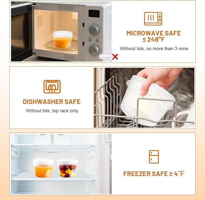 10 Pack 16oz Reusable Small Plastic Containers with Screw Lids, Small Food Storage Freezer Containers, Deli Containers Stackable Food Storage Jars, Sauce Condiment Jars Lunch Box Accessories