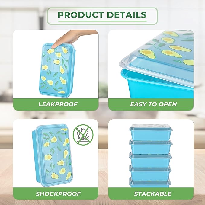 32 Pack 42 oz Meal Prep Containers, Reusable Plastic Food Prep Storage Containers with Printed Lids, Stackable, Leakproof, Microwave & Freezer & Dishwasher Safe,To Go Take Out Box, Lemon