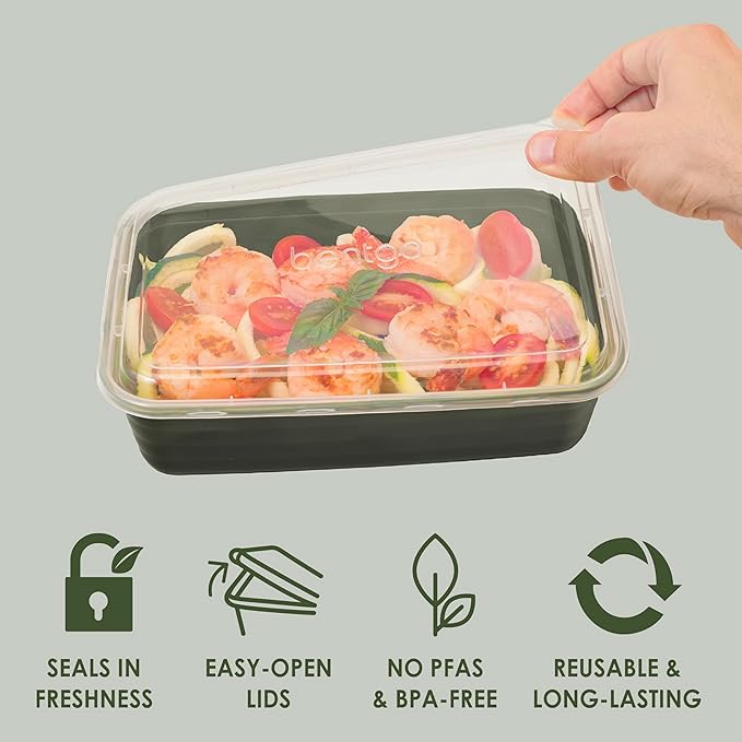 Bentgo Prep - 20-Piece 1-Compartment Reusable Meal Prep Containers with Lids, PFAS & BPA Free Materials, Durable, Microwave, Freezer, & Dishwasher Safe To Go Food Storage (Khaki Green)