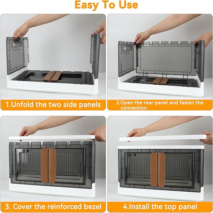 Storage Bin, Cabinet with Lids, 8.4 Gallon Capacity, With Double Door and Lock, Foldable, Plastic, Underbed or Countertop Use, Home Organizer