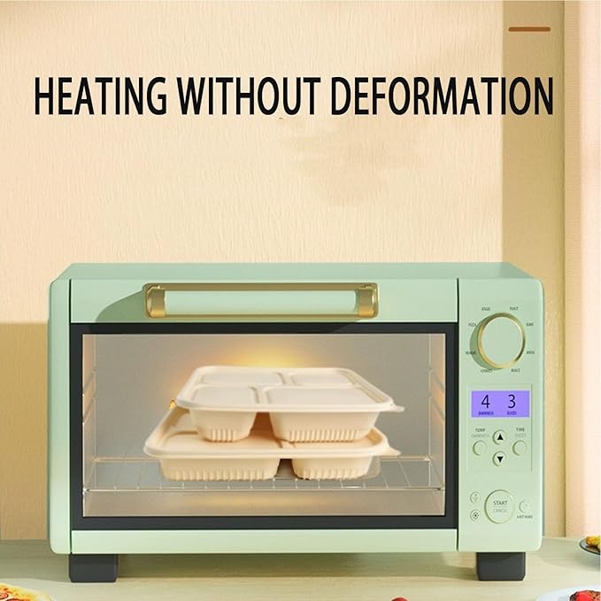 30 Packs of Disposable 36 Ounce Square Meal Prep Container, 3-Chamber Bento Box, Thickened Food Storage Container With Lid, Stackable.