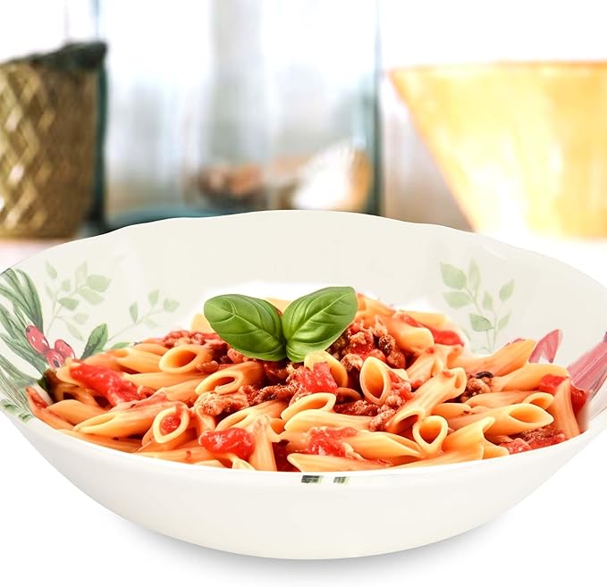 Tudor Royal 12-Piece Round Porcelain Dinnerware Set, Service for 6, Rosemary,Summer Flowers, Plates Bowls Dishes, Glossy, Premium Quality Dish Set, Unique Pattern