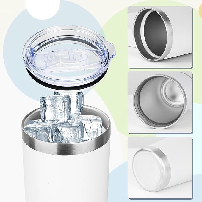 20oz Tumbler with Lid Stainless Steel Insulated Tumblers Travel Coffee Tumbler Bulk Double Wall Vacuum Insulated Water Cup Christmas Gifts for Women Men Her Him Home Office (White, 6pack)