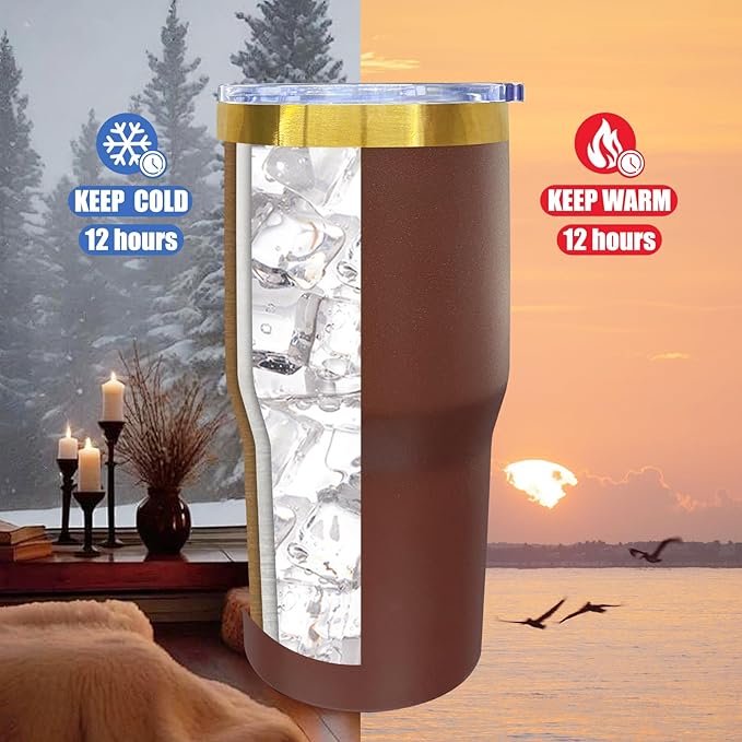 20 oz Tumbler Stainless Steel Tumbler with Lid and Straw, Double Wall Vacuum Insulated Travel Coffee Mug for Laser Engrave, Powder Coated Cups for Hot and Cold Drinks (Brown,1 pack)