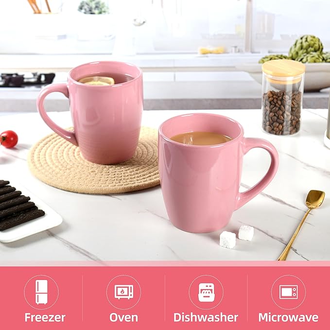 27OZ Extra Large Ceramic Coffee Mug, Jumbo Coffee Mugs, Big Tea Cups with a Large Handle for Office and Home set of 2 (Pink)