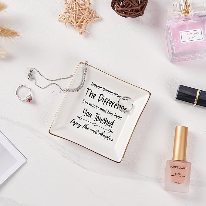 Retirement Gifts for Women Coworker Leaving Gifts Going Away Gift Retirement Gift Jewelry Dish for Friends Retired Teachers Nurses Doctor Boss Goodbye Farewell Gifts for Coworkers New Job