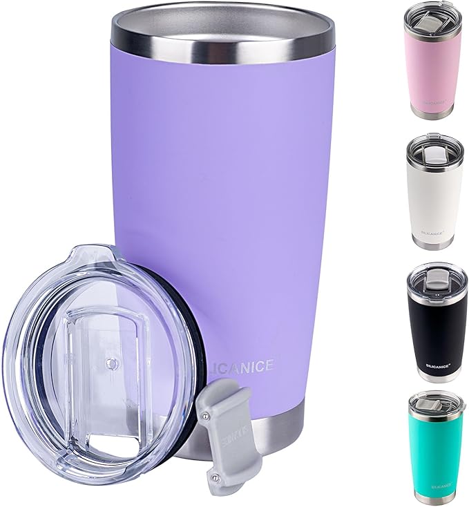 Purple Soft Touch Cup With Lid,20 Oz Insulated Double Wall Tumbler | Metal Drinking Camping Cup | Beer Gifts For Men,Spill Proof Perfect for Cappuccino & Protein Powder,Sip Coffee Mug