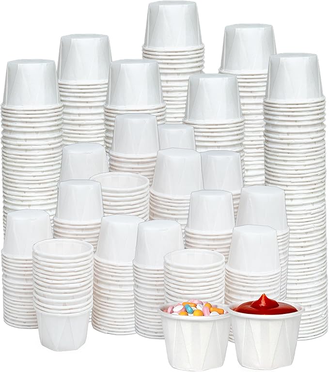 1 Oz Paper Souffle Cups (2000 Pack) Disposable Portion Cups for Ketchup, Condiments, Medicine, Pills, and Food Samples – Ideal for Home, Office, Catering, and Healthcare Use