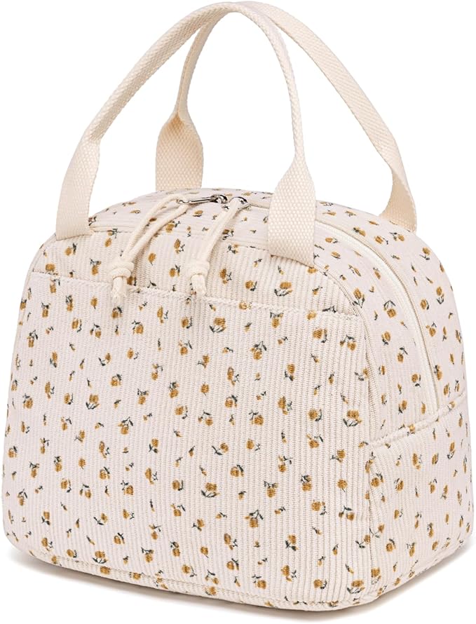 Bluboon Lunch Bag for Women Men Cute Corduroy Lunch Tote Bags Reusable Insulated Lunch Box Large Capacity Reusable Insulated Cooler for Work Picnic or Travel