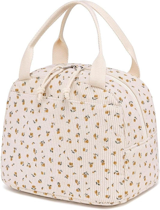 Bluboon Lunch Bag for Women Men Cute Corduroy Lunch Tote Bags Reusable Insulated Lunch Box Large Capacity Reusable Insulated Cooler for Work Picnic or Travel