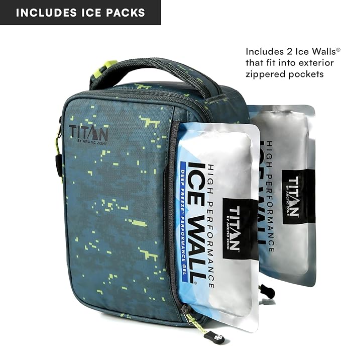 Titan Fridge Cold Upright Lunch Box With 2 250g Ice Walls®, Pixel Camo