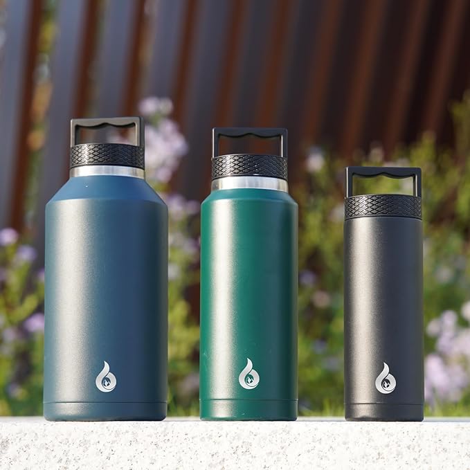 BJPKPK Insulated Water Bottles, Dishwasher Safe 36 oz Water Bottle with Handle, Leakproof BPA Free Water Jug, Stainless Steel Thermo for Sports, Black