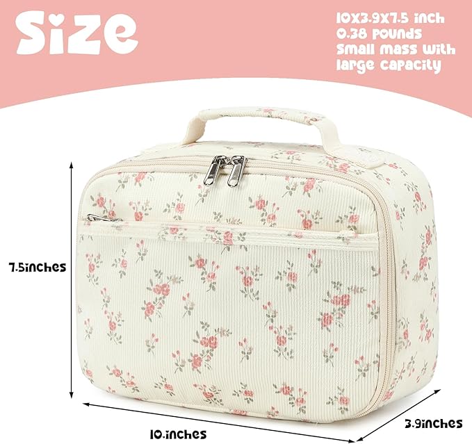 Bluboon Kids Girls Lunch Bag Insulated Lunch Box for school Corduroy Lunch Cooler Organizer School Kids Lunch Tote