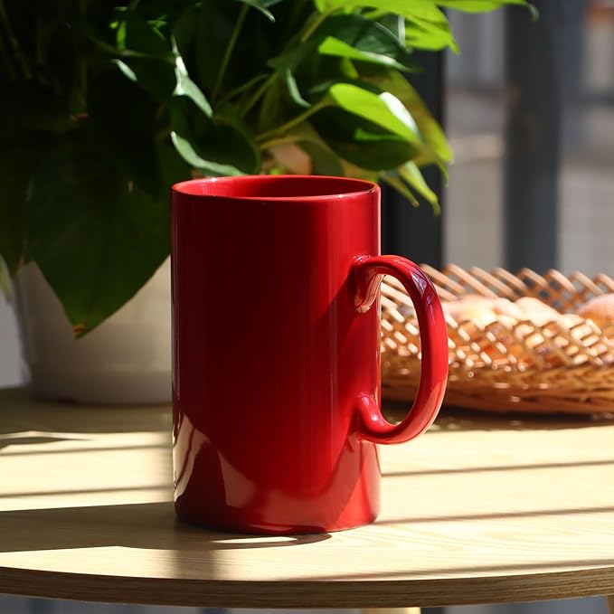 Smilatte 28 OZ Extra Large Ceramic Coffee Mug, M018 Classic Porcelain Boss Super Big Tea Cup with Handle for Office and Home, Red